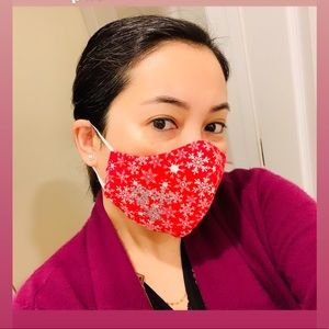 2 Cotton Face Mask with filter pocket - SNOWFLAKES